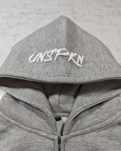 Sudadera con Capucha de Algodón Tejido de 500 GSM, Color Gris, Invierno, Sólida, Impermeable, Servicio OEM, Bordado, Corte Regular - Product Image 2
