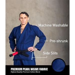 OEM ODM Jiu Jitsu Gi <b>Fabric</b> 100% Cotton Pearl Weave Judo Gi Kimono <b>Fabric</b> 515GSM <b>Black</b> BJJ Gi Pearl Weave <b>Fabric</b> - Product Image 3