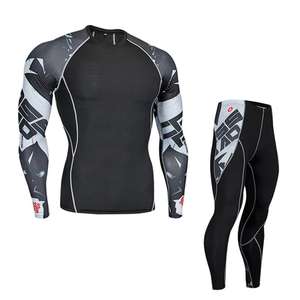 Combinaisons de compression pour hommes avec impression par sublimation Vêtements de sport à bas quantité minimale de commande Marque privée personnalisée grande taille - Product Image 1