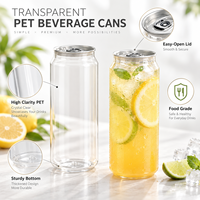 Fournisseur d'usine : Nouvelles canettes portables en PET avec couvercle en aluminium, transparentes, pour boissons gazeuses, bubble tea et café