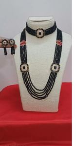 Conjunto de collar combinado largo corto chapado en oro al por mayor de fabricante indio para mujer ropa de fiesta - Product Image 2