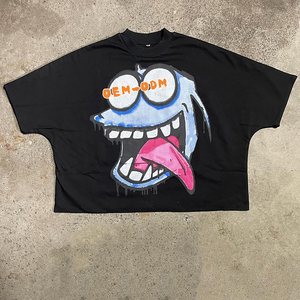 High Quality Streetwear 250 GSM Cotton Cropped Tees for Men Wholesale Heavyweight Boxy Fit Screen Print Graphic <b>T</b> <b>Shirts</b> - Product Image 4