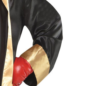 เสื้อคลุมชกมวยผ้าซาตินแห้งเร็วสีดำ/สีทองดีไซน์ล่าสุด - Product Image 6