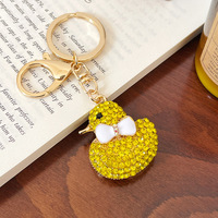 Pas cher Bling canard porte-clés mignon canard strass cristal sac à main charme jaune mignon canard étincelle Bling cristal porte-clés