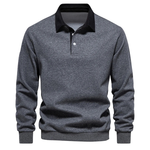 Polo de Manga Larga Personalizado con Logotipo para Hombre, Cuello Blanco en Contraste, Sudadera Casual de Rugby, Jersey de Algodón, Ropa Deportiva al por Mayor - Product Image 4