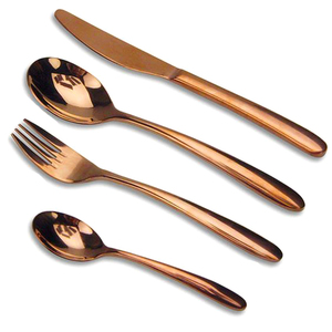 High Quality stainless steel gold Polished <b>spoon</b> <b>fork</b> <b>set</b> with unique handle design luxury flatware <b>set</b> - Product Image 5