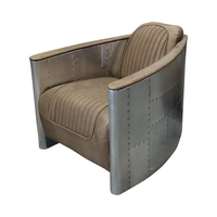 Fauteuil Club Aviateur Vintage Defaico en Cuir, Chaise d'Appoint Industrielle Tomcat pour Hôtel et Bureau