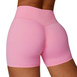 <b>Women's</b> High Waist Knit Fitness Biker <b>Shorts</b> Active <b>Cycling</b> Seamless Scrunch Sports <b>Shorts</b> Breathable Custom Logo Tummy Control - Product Image 1