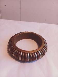 กำไลข้อมือทองเหลืองดิบ69มม., กำไลข้อมือฝัง, กำไลข้อมือช่องว่างเปล่า, สร้อยข้อมือทำด้วยมือกว้าง, ทองเหลืองดิบ - Product Image 6