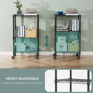 MZG 3 Tier <b>Shelf</b> Metal Rolling Storage <b>Shelves</b> <b>Wire</b> Mesh Utility Rack Shelving Unit with Lockable Wheel - Product Image 5