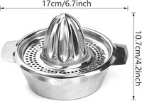 Handmatige citruspers van roestvrij staal voor fruit, groenten, citroen, limoen, sinaasappel, met kom en zeef, luxe zoete limoenknijper >20 stuks