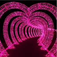 Tunnel d'éclairage en arc de Noël en forme de cœur Led 3d d'extérieur de qualité commerciale Lumières à motif d'affichage du pays des merveilles d'hiver