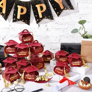 Congrats Grad Candy Goodie Chocolate Box Graduate Irregular Keepsake Boxes with Graduation Cap decoration Grad Party Supplies