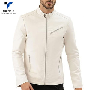 Wholesale Price Long <b>Thin</b> Stand Collar Front Logo Leather <b>Jackets</b> Hot Selling Winter 2025 New Style for <b>Men</b> - Product Image 1