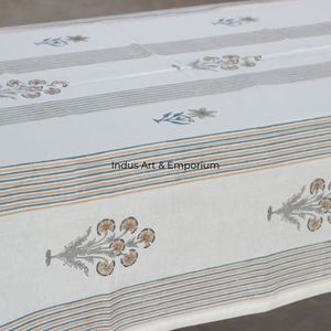 Floral Indian Cotton <b>Linen</b> Hand Block Printed <b>Table</b> <b>Cloth</b> 4 Seater, 6 Seater and 8 Seater - Product Image 5