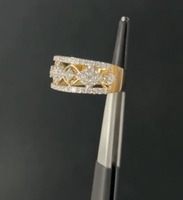 Bague demi-éternité pour femme en or jaune 18 carats plaqué, avec diamants de laboratoire ronds taille brillant, style ethnique