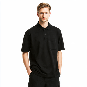 เสื้อโปโลทรงหลวมสำหรับผู้ชายเสื้อโปโลเปิดไหล่สีดำสำหรับใส่วิ่งจ๊อกกิ้งใส่ฤดูร้อนเสื้อโปโลไซส์ใหญ่สำหรับผู้ชาย - Product Image 4