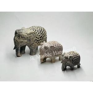 Belle statue d'éléphant en marbre sculpté à la main pur nouveau cadeau d'entreprise pour la décoration de la maison ou le produit d'artisanat en pierre - Product Image 1