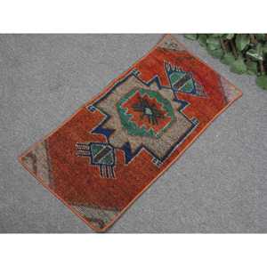 Tapis turc vintage, tapis de 1,2 x 2,4 pieds, petit tapis camouflage rouge - Product Image 2