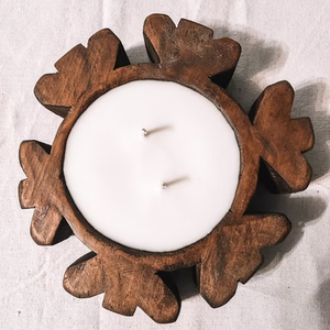 Cuenco de masa de copo de nieve de madera de acacia rústico tallado a mano de alta calidad cuenco de copo de nieve de Navidad para portavelas de Vietnam - Product Image 4