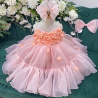 Haute qualité bébé filles fête Style robe de princesse deux cordes fleurs perlées poitrine évasée faite Vietnam enfants compétitifs