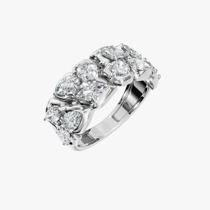 Anillo de Diamantes Cultivados en Laboratorio con Baño de Oro de 14k, Diseño Mixto, Regalo para Boda o Compromiso - Product Image 2