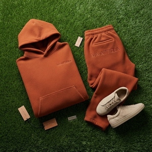 Womens Rust Orange Fleece Hoodie Tracksuit <b>Set</b> Pullover Sweatshirt <b>Jogger</b> Pants <b>Matching</b> Casual Streetwear Loungewear - Product Image 5