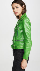 Chaqueta de Motociclista de Cuero Genuino para Mujer, Invierno 2025, Nueva Moda, Forro de Satén, Forro de Nailon, Personalizada, Venta al por Mayor - Product Image 6