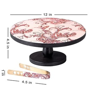 Support à gâteau en émail fait main de qualité supérieure, design personnalisable, couleur élégante, support à dessert en bois pour mariages, anniversaires, événements - Product Image 2