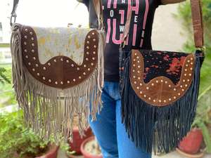 New Western Style Suede Metallic Fur Fringe Handbag Stylish Women Black Color Fringe Bags High Quality Women Black - Product Image 4