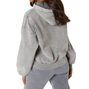 Vente en gros de sweats à capuche pour femmes, de haute qualité, écologiques, respirants, pour l'hiver, effet délavé, fournisseur direct d'usine, sweat à capuche en polyester - Product Image 2