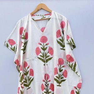 ชุดแม็กซี่เดรสคอตตอนลายดอกไม้อินเดียคาฟตันชุดเดรสลำลองทรงยาวสำหรับคุณแม่ชายหาดชุดนอนบิกินี่ - Product Image 5