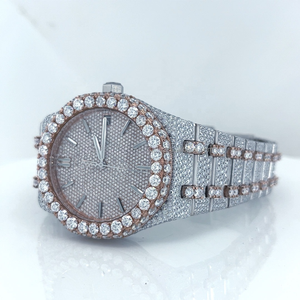 Reloj de Hombre con Diamantes VVS, 42 mm, Acero Inoxidable, Chapado en Oro Rosa, Reloj de Pulsera de Lujo, Estilo Hip Hop, Elegante - Product Image 6