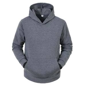 Premium en gros couleur unie hommes sweats à capuche 100% coton polaire imperméable respirant poche avant Logo manches longues - Product Image 3