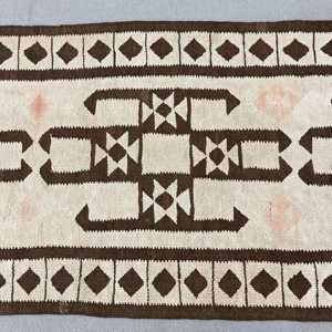Turkish Vintage Runner Rug 3.1x12.1 ft, Kilim <b>Brown</b> <b>Wool</b> Rug - Product Image 3