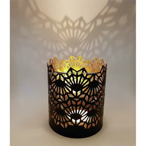 Support de bougie rond en bambou fait à la main pour bougeoir en métal traditionnel de luxe fait à la main pour décoration haut de gamme Noël Zahid Exports - Product Image 2