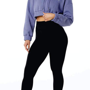 Sudadera recortada de moda para mujer, ropa informal de invierno con cremallera de cuello alto y capucha corta - Product Image 4