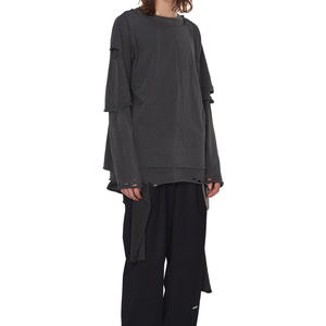 Fabricant de t-shirt à manches longues double épaisseur personnalisé pour hommes T-shirt en coton brodé et lavé à l'acide pour hommes - Product Image 6