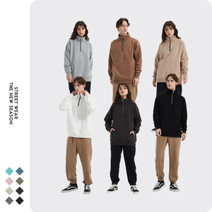 Sudadera en blanco deportiva de invierno unisex, Jersey de algodón 100% de alta calidad al por mayor con cuello alto y media cremallera, sudadera con capucha para hombres y mujeres - Product Image 3