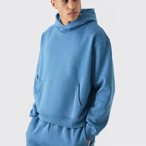 Chándal de lana de algodón ligero informal con capucha para hombre estampado de pantalla personalizado al por mayor - Product Image 6