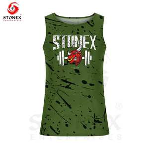 Débardeur d'été décontracté en coton côtelé à séchage rapide pour hommes avec manches singulet Logo imprimé personnalisé - Product Image 1