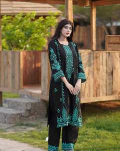 EXCLUSIVO Conjunto Salwar Moderno de 3 Piezas Plazo con Dupatta Bordado y Espejo para Bodas Graduaciones Playas Diwalis - Product Image 1