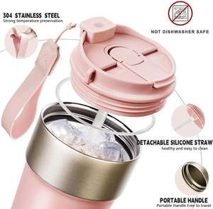 Mug à café isotherme au design simple et durable avec couvercle, garde au chaud et au froid pour l'intérieur - Product Image 2