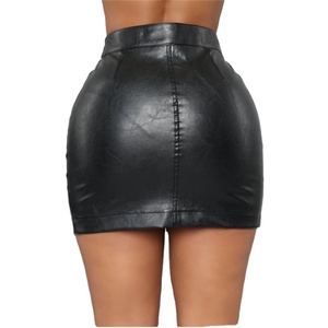 Fashion Bodycon Black <b>Canvas</b> PU Leather High Waist Button Fly Waterproof Eco-Friendly <b>Mini</b> Pencil Skirt Hot Shorts - Product Image 3