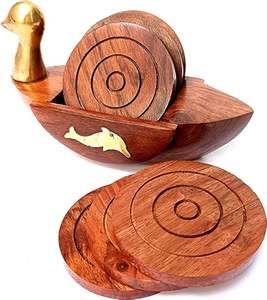 Juego de Posavasos de Madera Ecológicos Reutilizables para Tazas y Vasos, Juego de Posavasos de Madera Hechos a Mano Tradicionales, Decoración del Hogar a Bajo Costo - Product Image 3