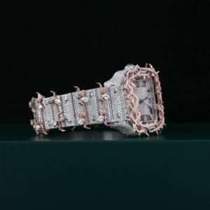 Lujo personalizar Hip Hop personalizado forma de hoja dos tonos Moissanite diamante reloj para hombres con esfera personalizada y diseño único - Product Image 5