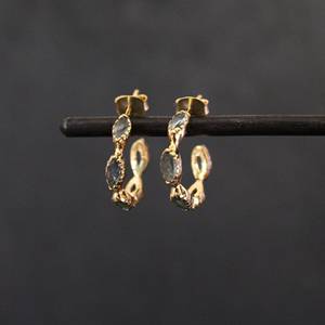 Facettes bleu vert ovale coupe nouveautés beaux bijoux apatite pierres précieuses boucle d'oreille en argent Sterling boucles d'oreilles femmes pour elle - Product Image 1