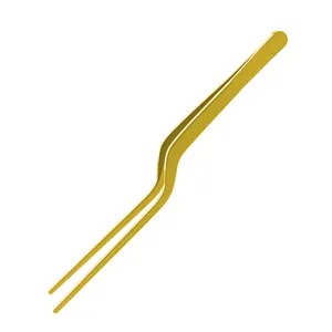 Professional Chef Tools With Custom Made Equipment Chef Kitchen Tweezers Tong Bar B Q Tweezers Gold Plated Color
