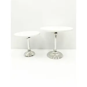 Soporte de pastel de forma redonda de mármol y metal Soporte de pastel de comida y pastelería de metal de gran tamaño de Gran calidad de la India - Product Image 3