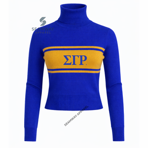 Pull à col roulé Sigma Gamma Rho Sorority pour femme, pull tricoté à col haut, pull décontracté à col montant, pull chaud à col polo - Product Image 1